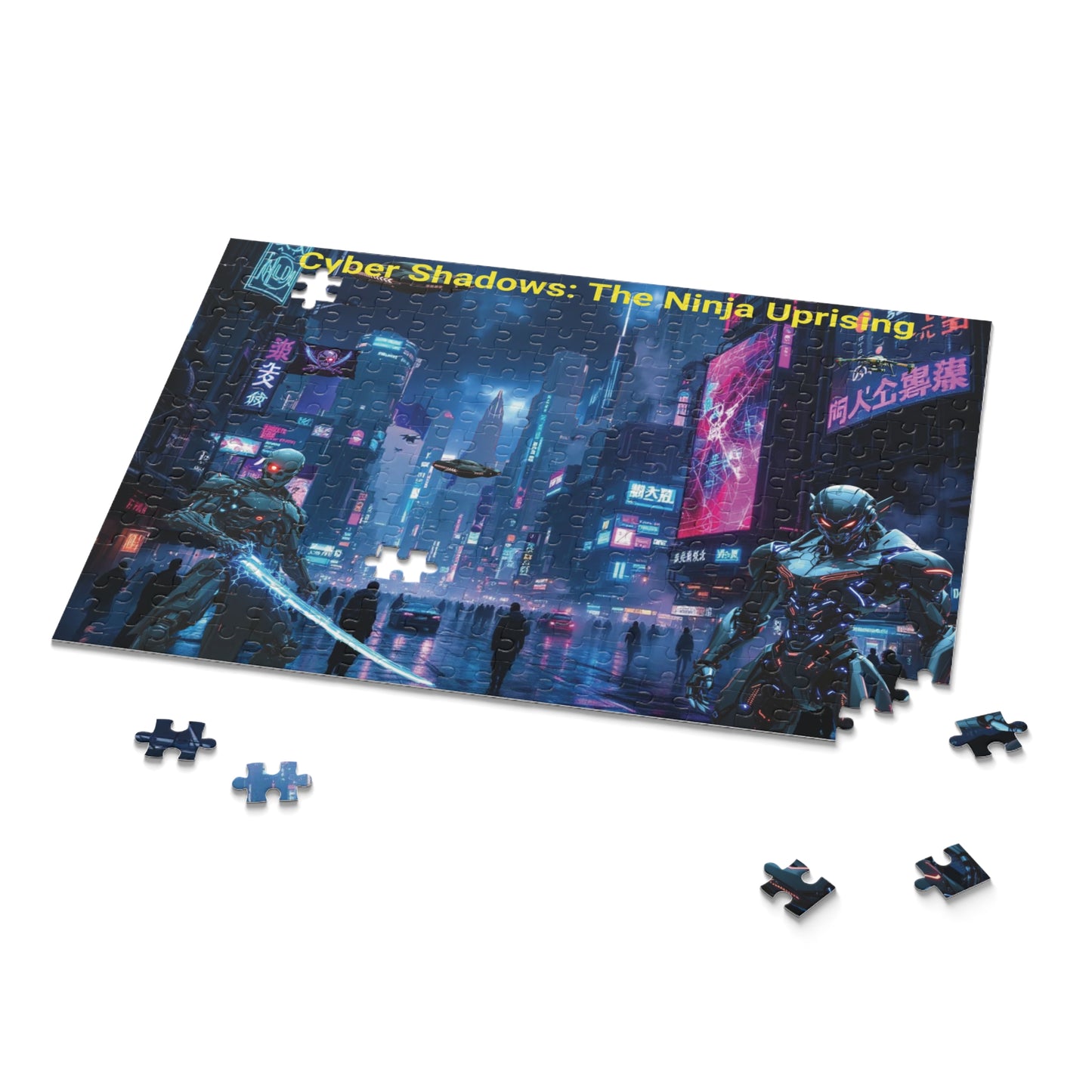 Cyber Shadows Puzzle: The Ninja Uprising (120, 252, 500-Piece) | Sci-Fi Jigsaw, Gift for Gamers, Home Decor, Family Fun, Cyberpunk Art