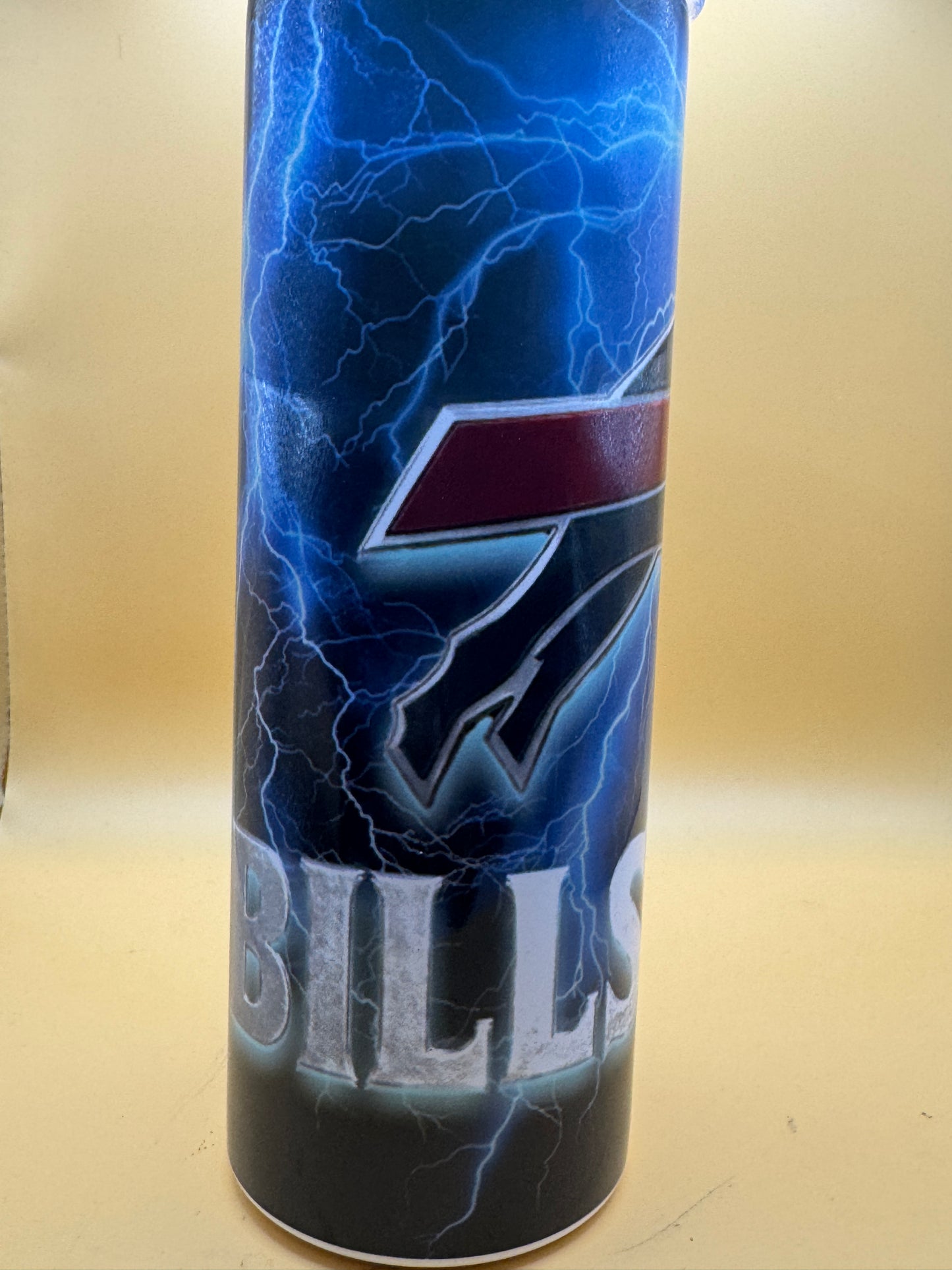 Bills Mafia 20oz Skinny Tumbler w/ Lid & Straw | Buffalo Football Lightning Wrap | Personalized Name | Stainless Steel Cup Gift