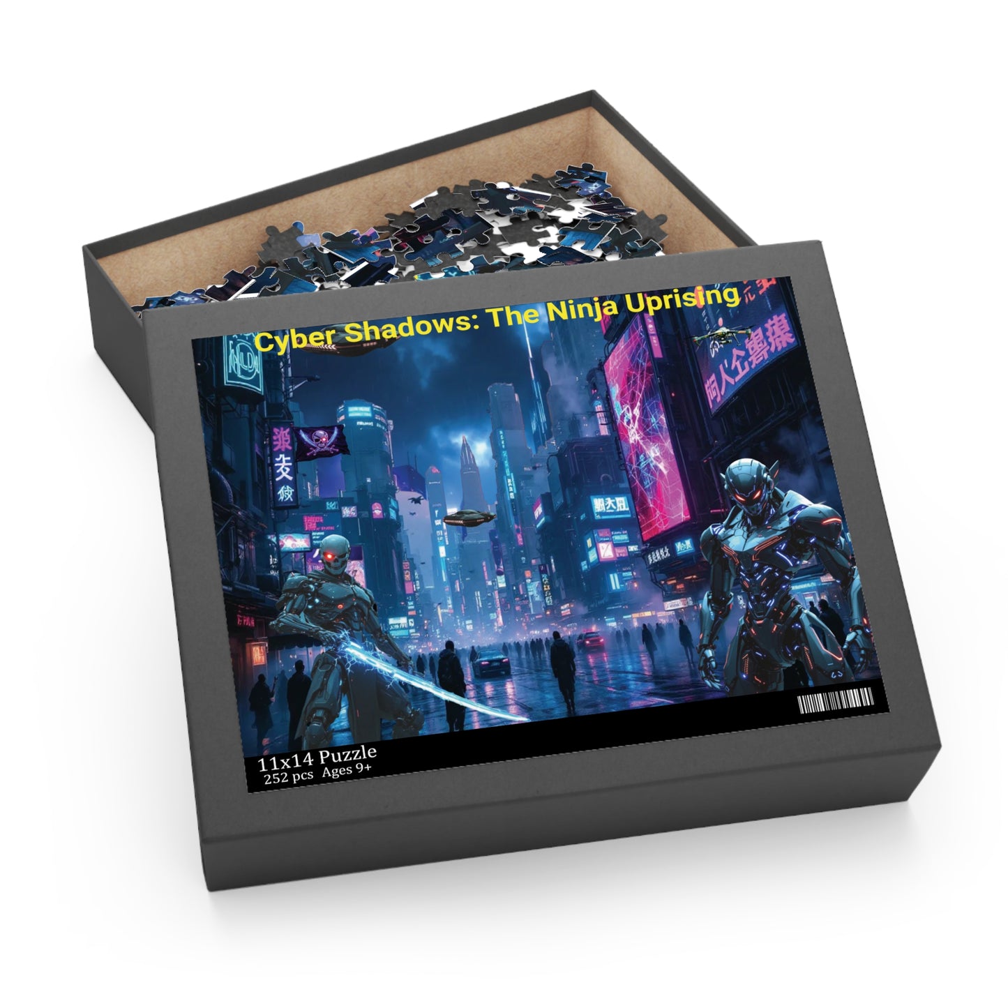 Cyber Shadows Puzzle: The Ninja Uprising (120, 252, 500-Piece) | Sci-Fi Jigsaw, Gift for Gamers, Home Decor, Family Fun, Cyberpunk Art