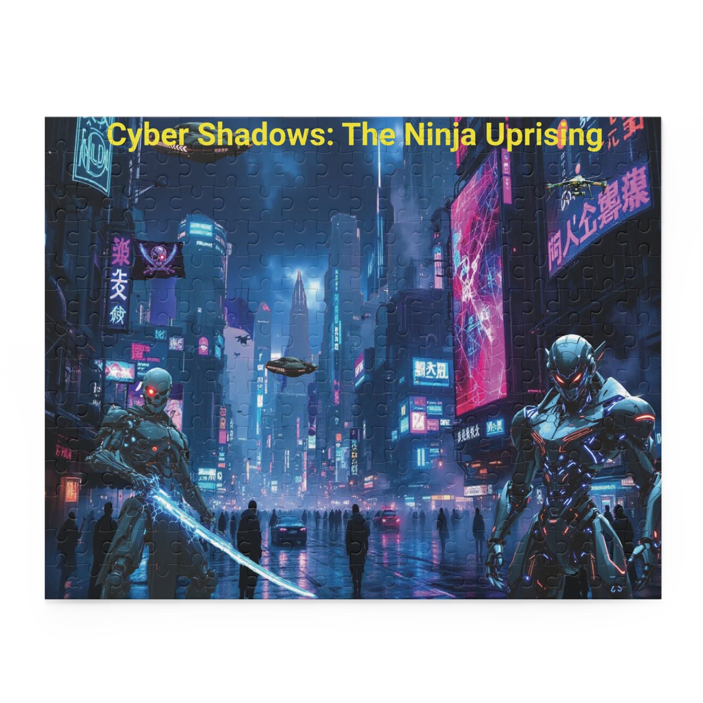 Cyber Shadows Puzzle: The Ninja Uprising (120, 252, 500-Piece) | Sci-Fi Jigsaw, Gift for Gamers, Home Decor, Family Fun, Cyberpunk Art