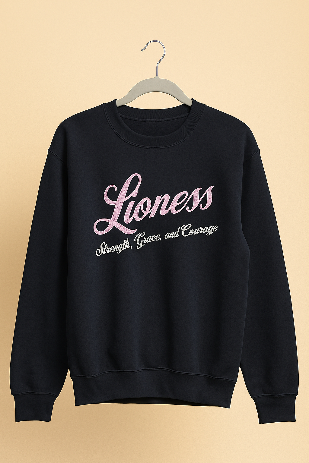 Lioness Women's Sweatshirt - Strength, Grace & Courage | Empowering Lion Print | Cozy Feminine Pullover | Inspirational Graphic Sweatshirt