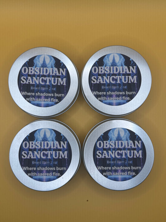 Obsidian Sanctum Beard Balm | Gothic Beard Care | Coconut Oil, Jojoba Oil, Beeswax | Frankincense, Myrrh, Spiced Mahogany & Violet | Handmade Men’s Grooming