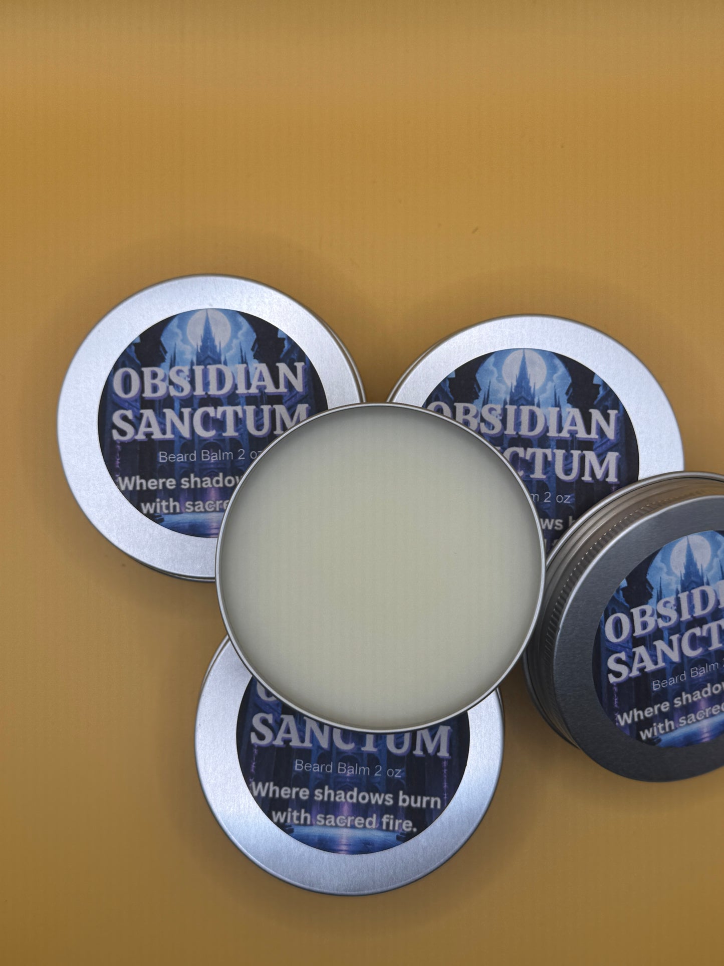Obsidian Sanctum Beard Balm | Gothic Beard Care | Coconut Oil, Jojoba Oil, Beeswax | Frankincense, Myrrh, Spiced Mahogany & Violet | Handmade Men’s Grooming