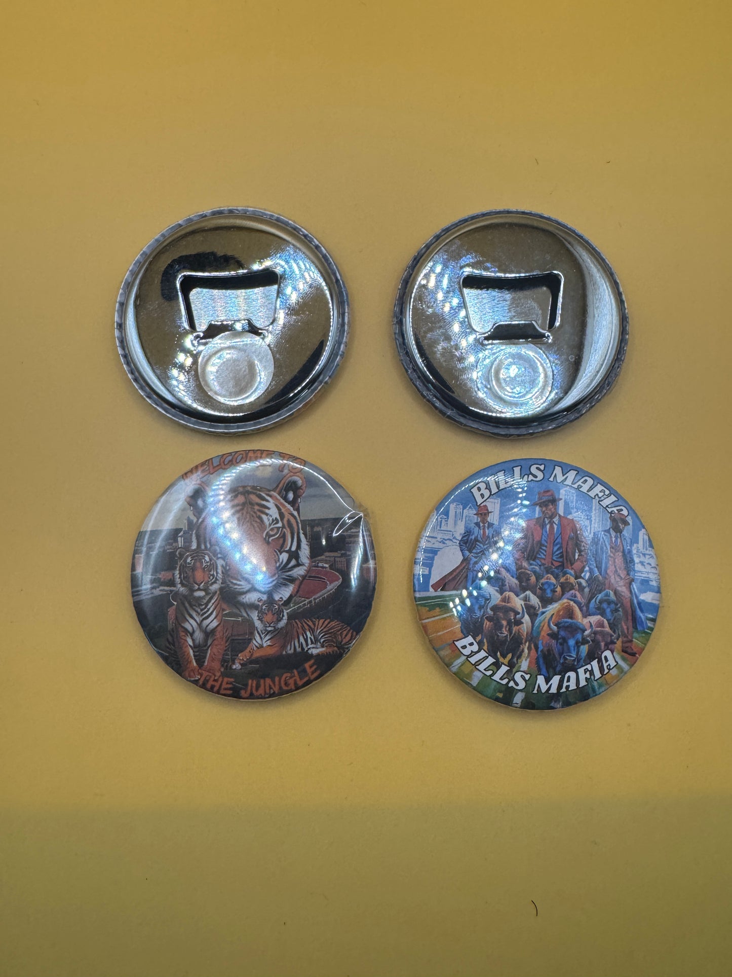 Custom Football Team Refrigerator Magnet Bottle Opener – Magnetic Cap Catcher – Game Day Beer Opener – Man Cave, Tailgate, Sports Fan Gift