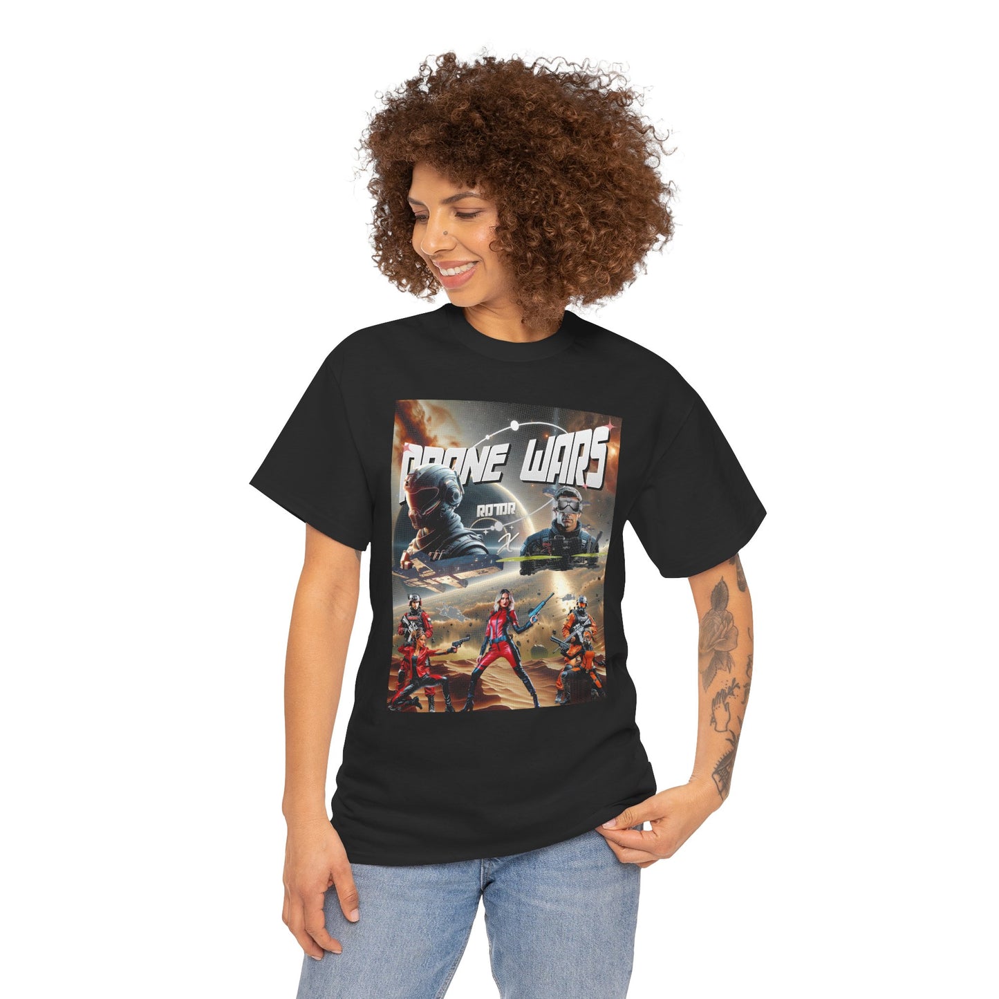 Drone Wars T-Shirt | Futuristic Space & Earth FPV Drone Battle Design