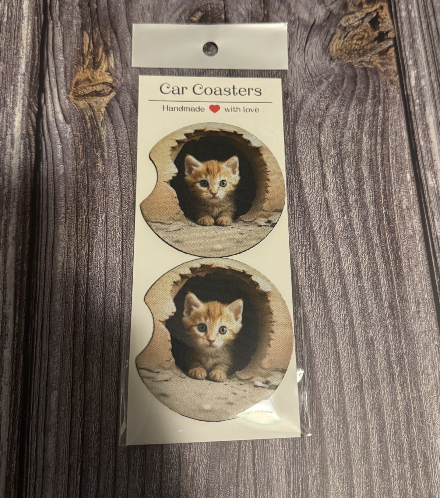 Car Coasters Set of 2, Neoprene Car Cup Holder Coasters, Funny Car Accessories, Cute Auto Decor, Gift for Him Her, New Driver Gift