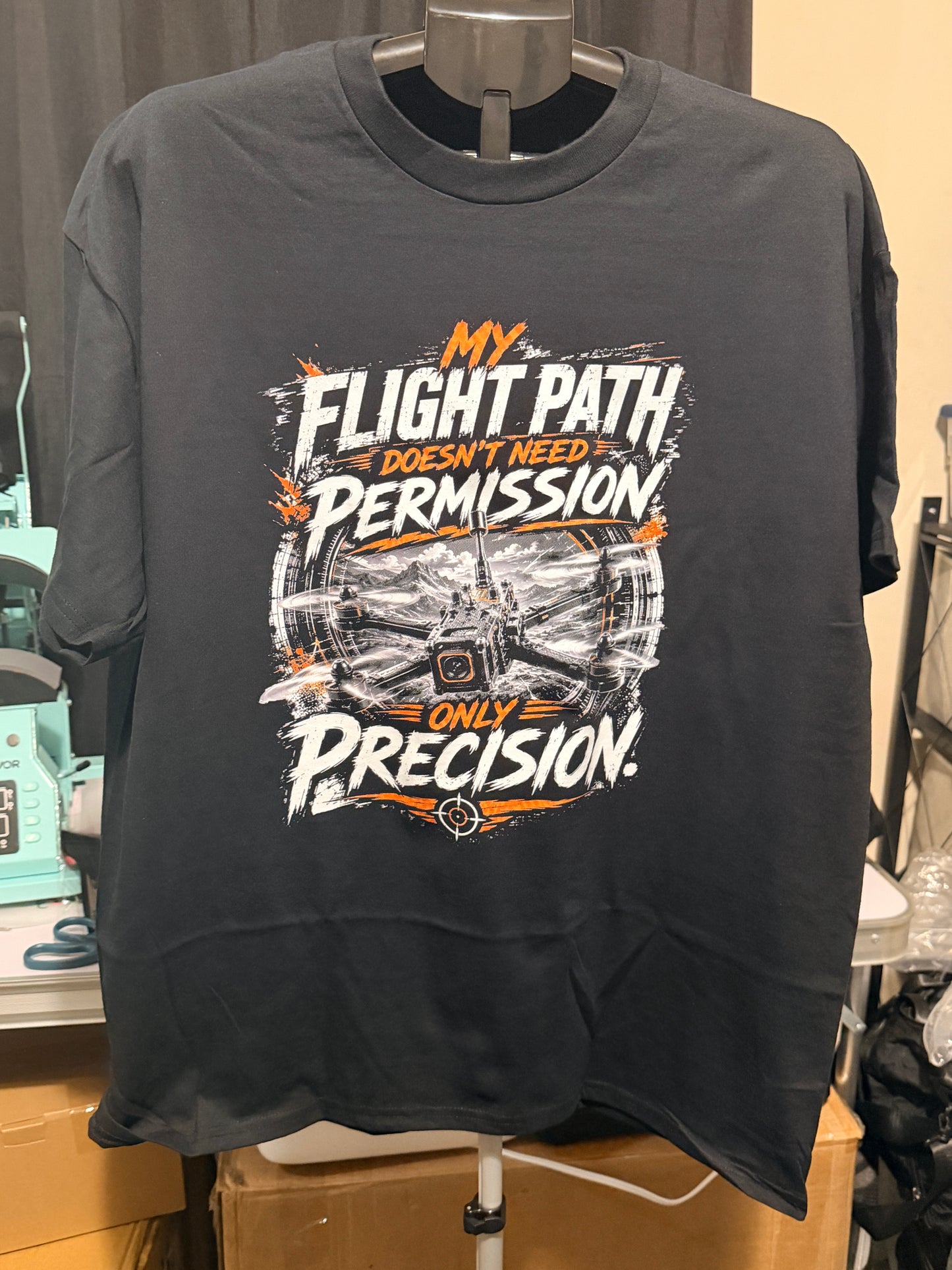FPV Drone Pilot T-Shirt | My Flight Path Doesn't Need Permission, Only Precision | FPV Racing Shirt | Drone Flyer Gift
