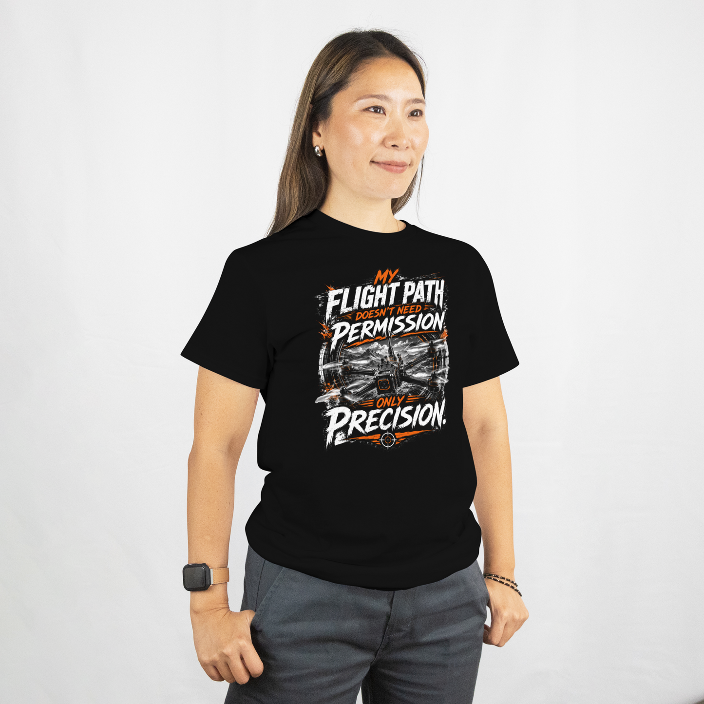 FPV Drone Pilot T-Shirt | My Flight Path Doesn't Need Permission, Only Precision | FPV Racing Shirt | Drone Flyer Gift
