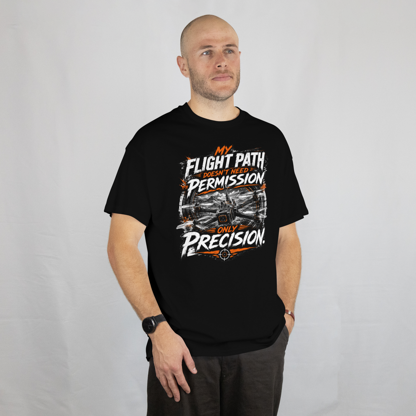 FPV Drone Pilot T-Shirt | My Flight Path Doesn't Need Permission, Only Precision | FPV Racing Shirt | Drone Flyer Gift