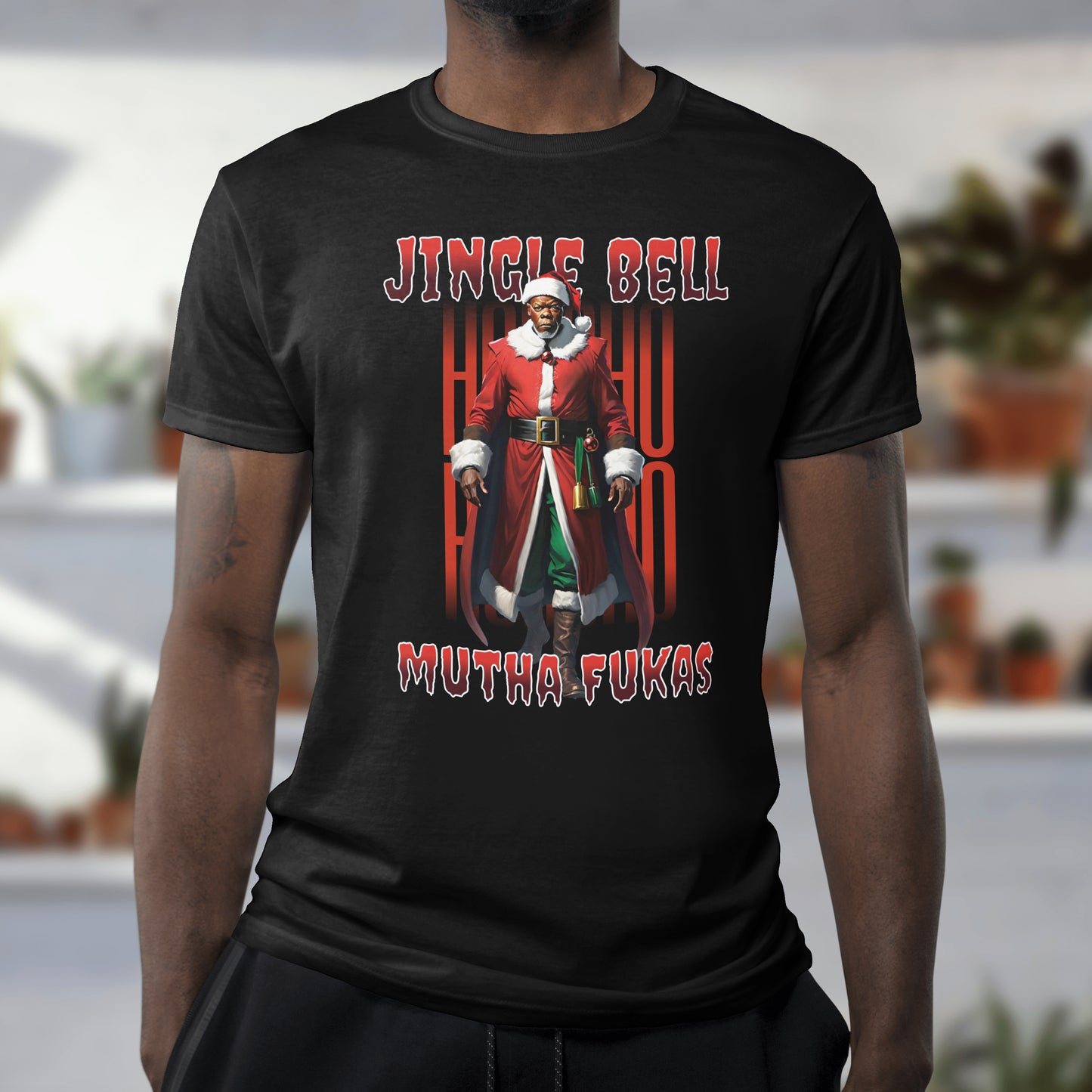 Funny Christmas T-Shirt - "Jingle Bell Mutha Fuka" - Sarcastic Holiday Tee for Adults - Unique Gift for Him or Her