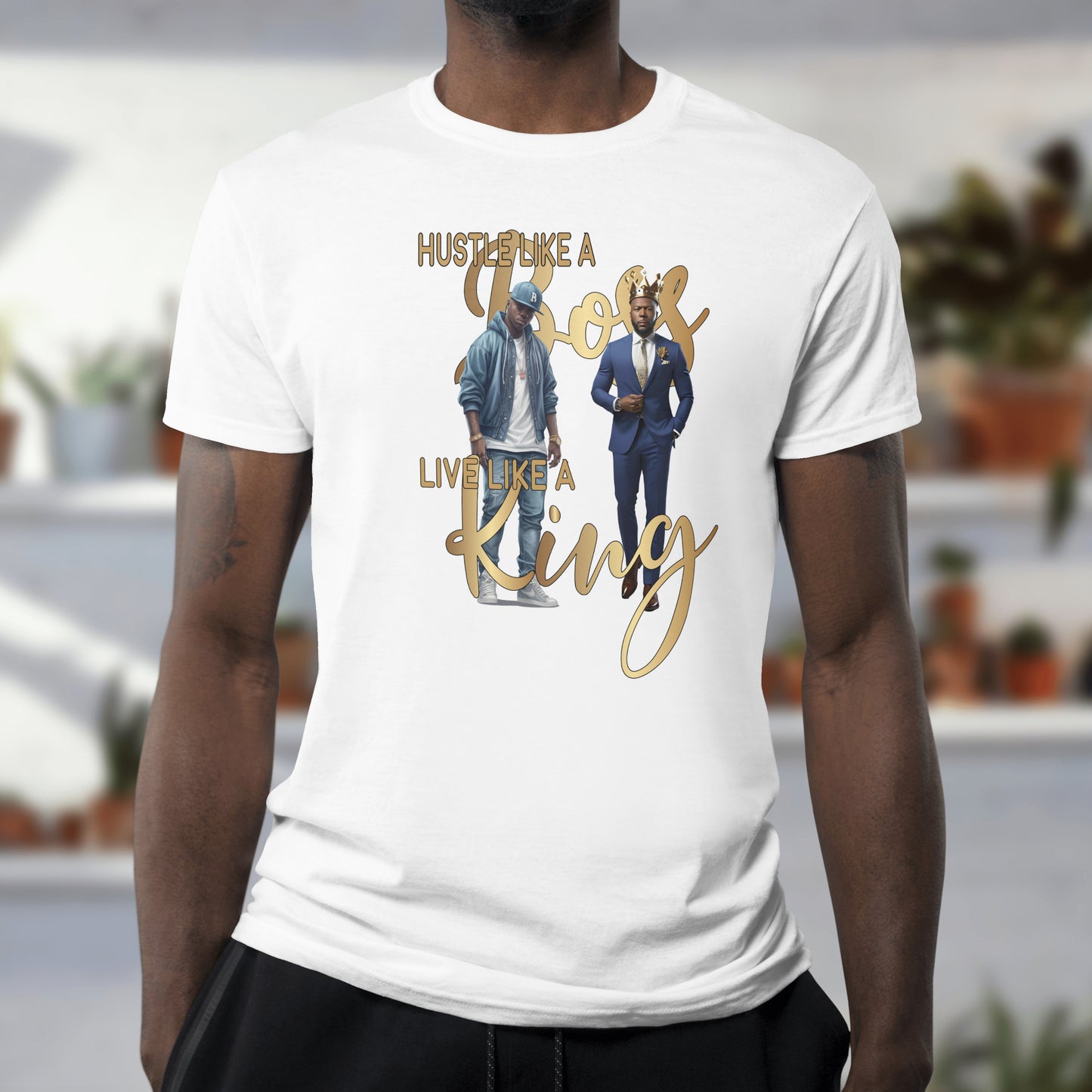 Hustle Like a Boss Live Like a King T-Shirt - Motivational Men's Tee - Perfect Gift for Driven Men - Work Hard Live Well Shirt