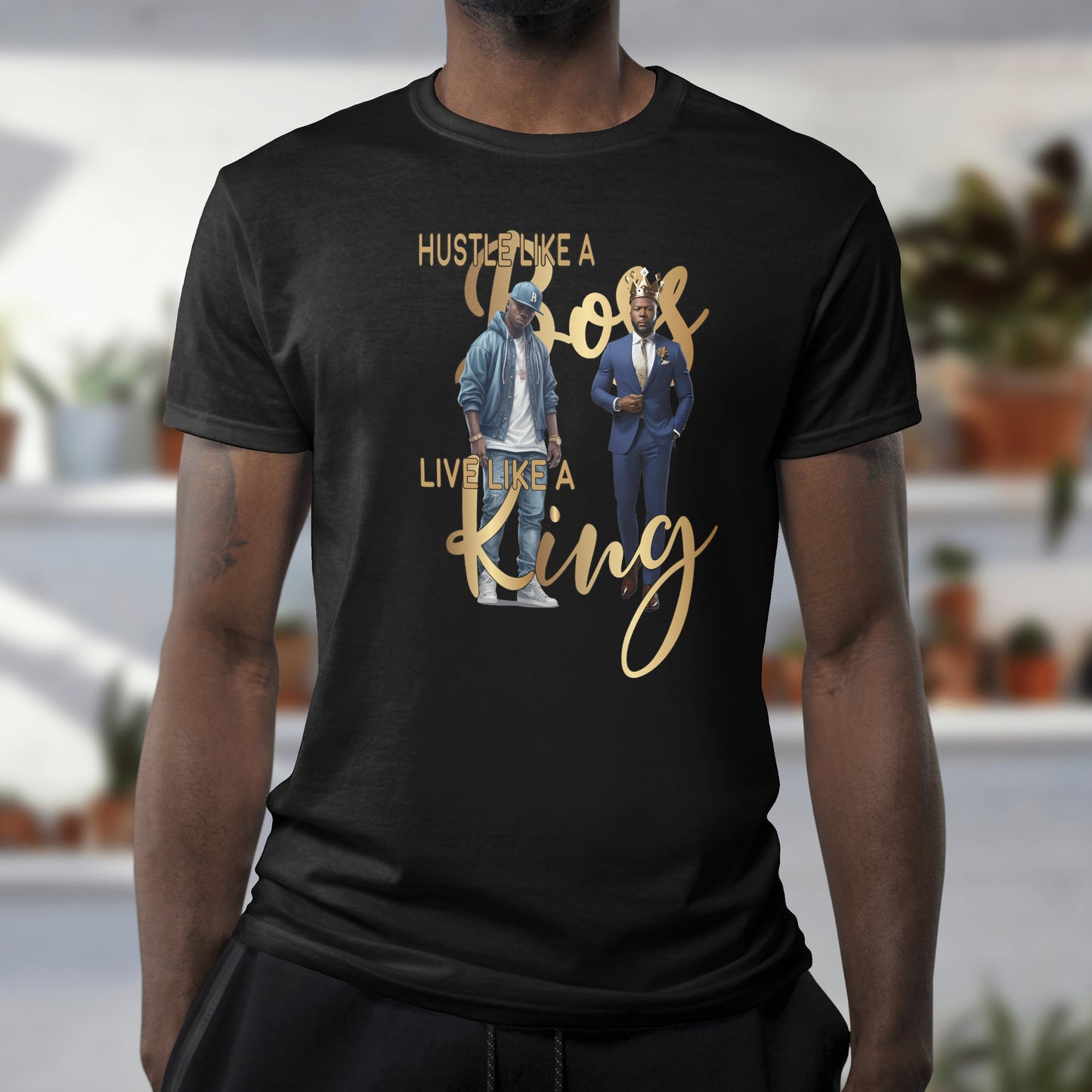 Hustle Like a Boss Live Like a King T-Shirt - Motivational Men's Tee - Perfect Gift for Driven Men - Work Hard Live Well Shirt