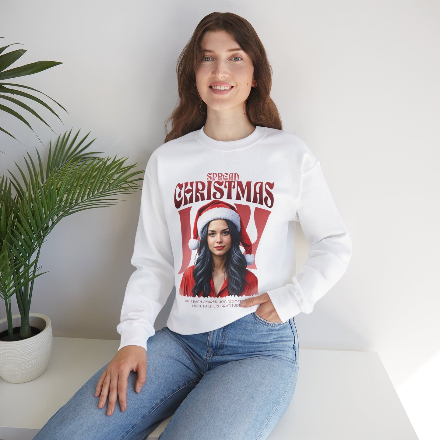 Spread Christmas Joy Sweatshirt - Inspiring Women's Holiday Sweatshirt - Cozy Christmas Gift for Women - Joyful Christmas Apparel - Gratitude Sweatshirt