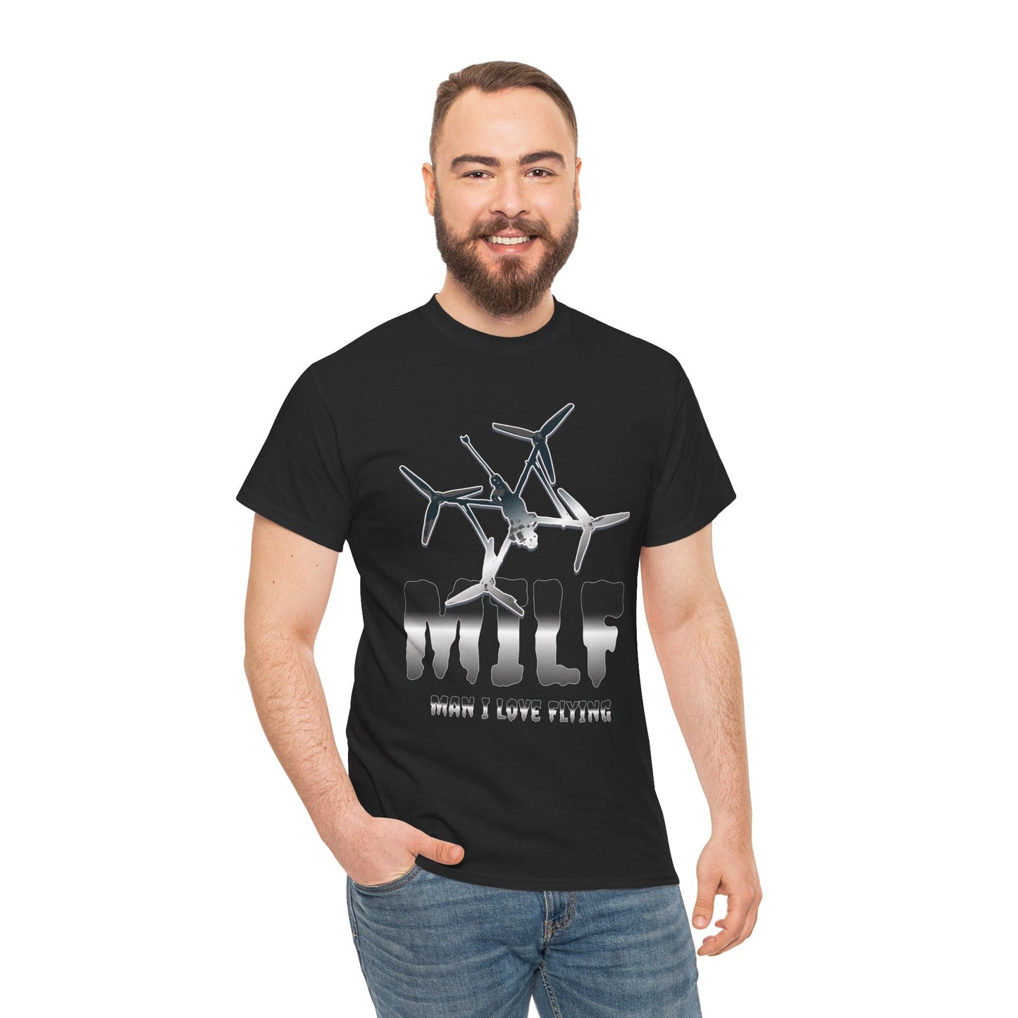 MILF T-Shirt - Man I Love Flying | Drone Enthusiast Shirt | Drone Pilots | Drone Lover Apparel | UAV Operator Tee | FPV Drone Racing