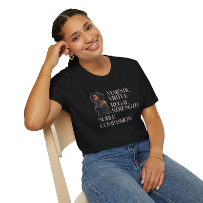 Queen's Virtues T-Shirt - Embody Noble Compassion with Graceful Style