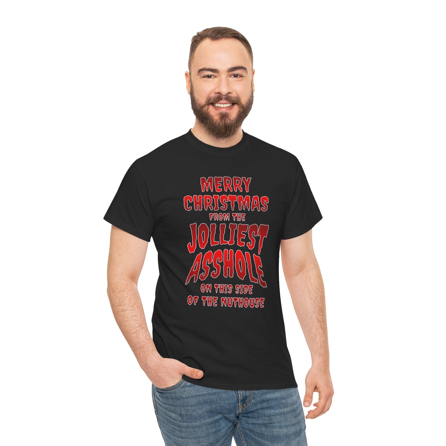 The Jolliest Asshole Funny Christmas Shirt – Humorous Holiday Tee – Sarcastic Christmas Gift for Him or Her