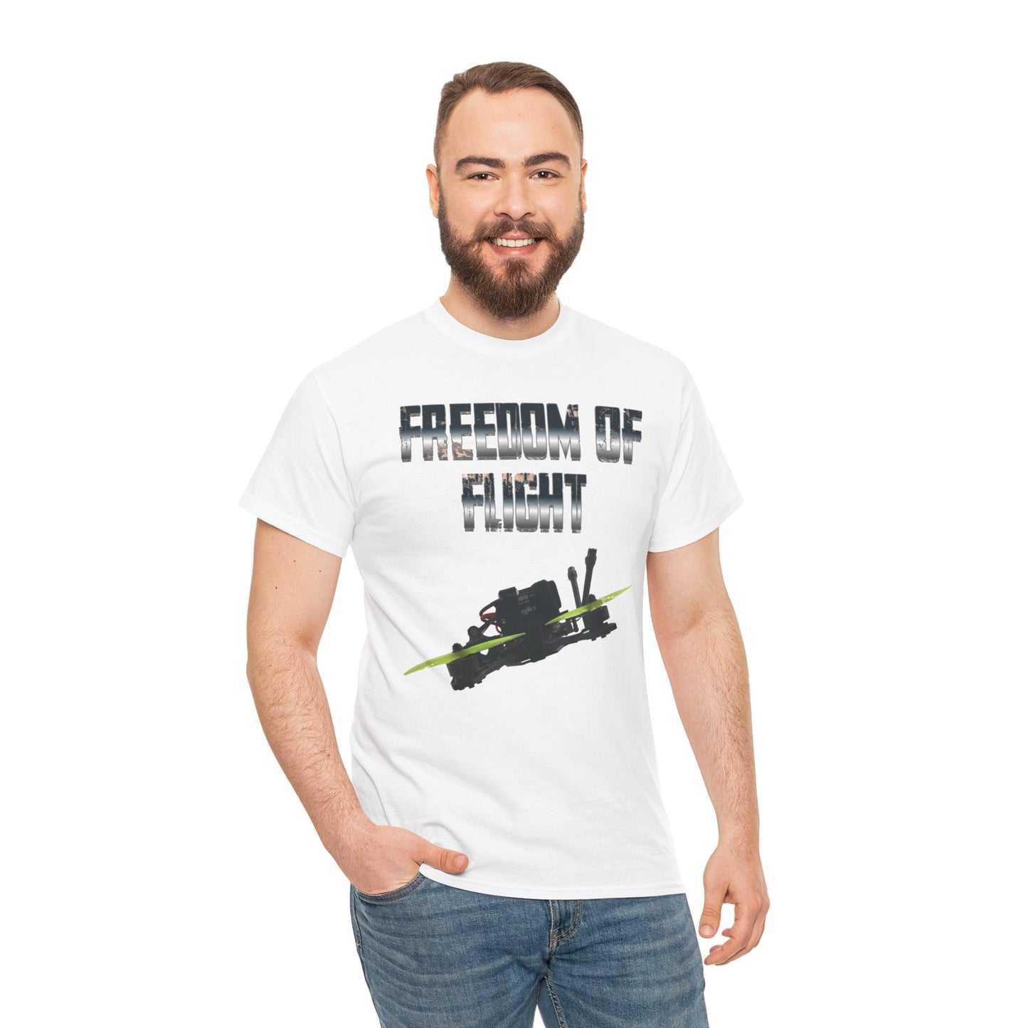 Freedom of Flight FPV Drone T-Shirt | Unique Quadcopter Racing, Freestyle and long-range Drone Tee.