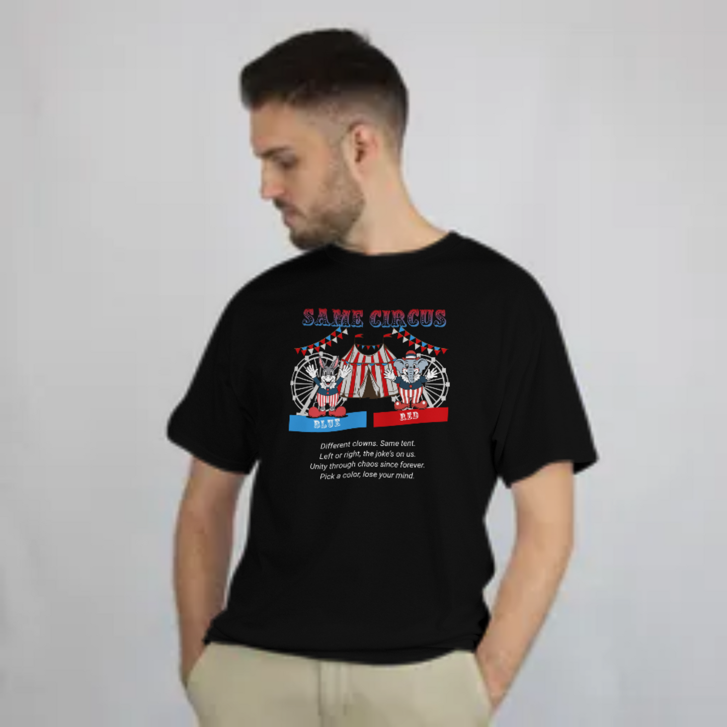 Red Blue Same Circus T-Shirt – Funny Anti Political Party Tee