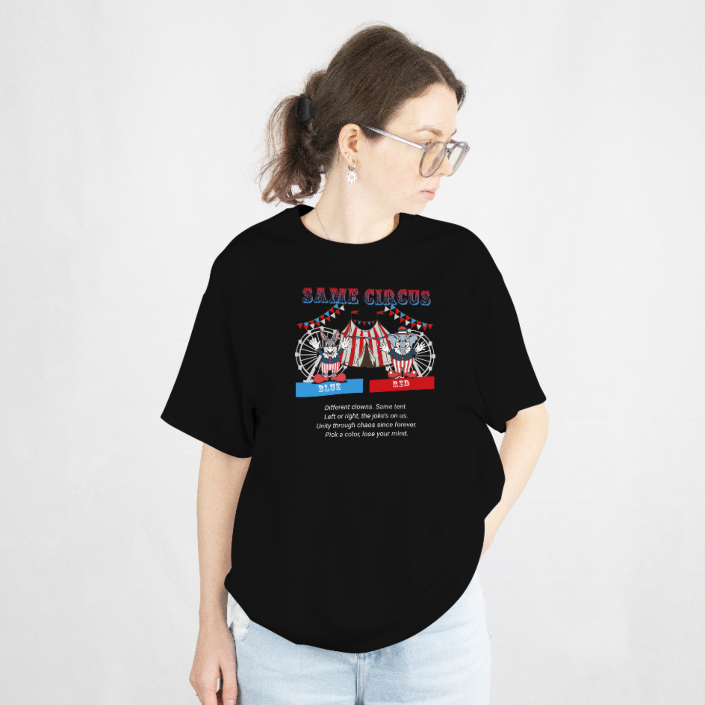 Red Blue Same Circus T-Shirt – Funny Anti Political Party Tee