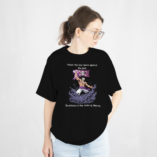“When the Law Turns Against the Just” Anime Graphic Tee | Resistance Is the Voice of Liberty Shirt | Political Rebellion Streetwear | Freedom Fighter T-Shirt
