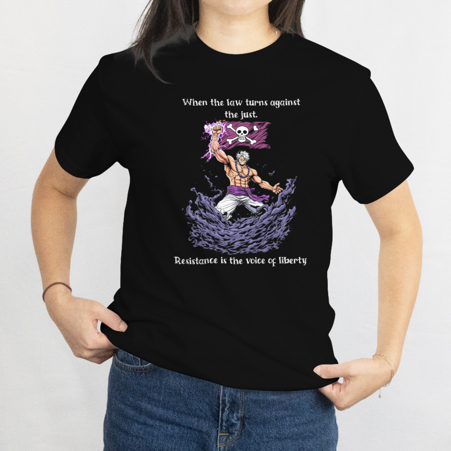 “When the Law Turns Against the Just” Anime Graphic Tee | Resistance Is the Voice of Liberty Shirt | Political Rebellion Streetwear | Freedom Fighter T-Shirt